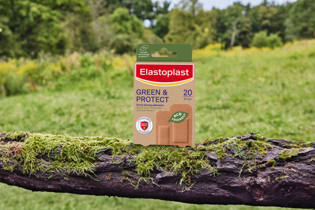 Green and protect elastoplast plasters on a tree 