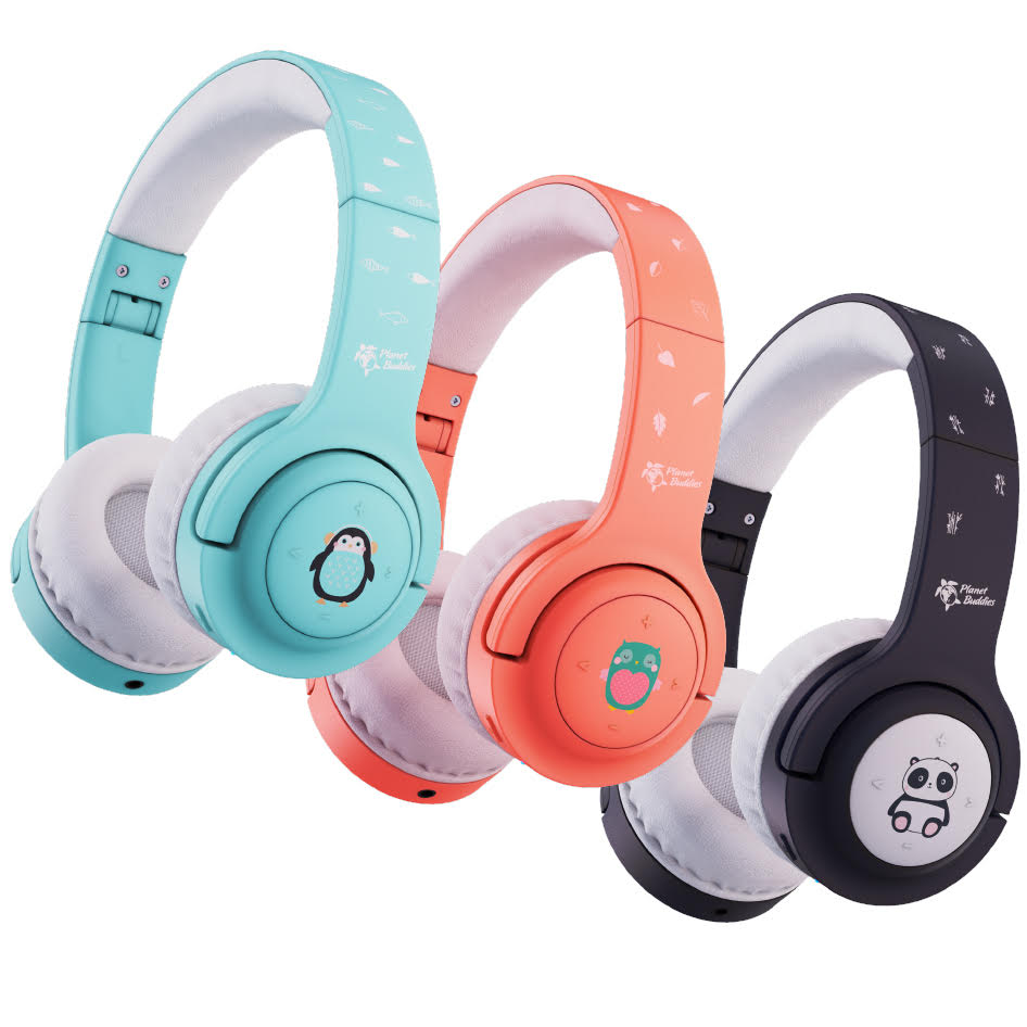 3 sets of headphones- each with different colour and print 