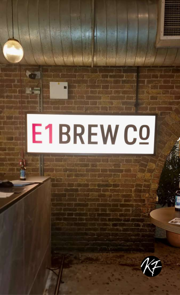 e1 Brew Co sign in the Tap Room
