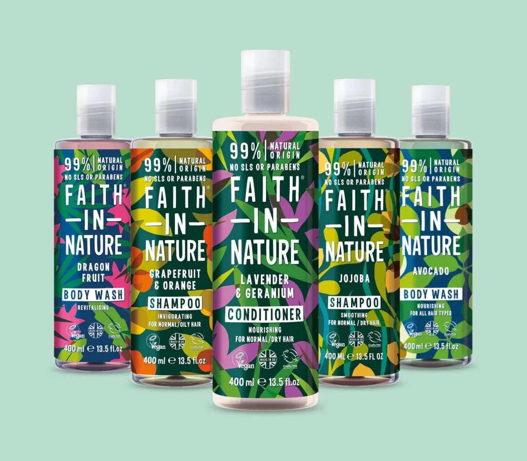 Faith in Nature Range of Shampoo, Conditioner and Body Wash product shot