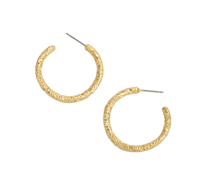 Alexis Bittar golden small textured hoop earrings