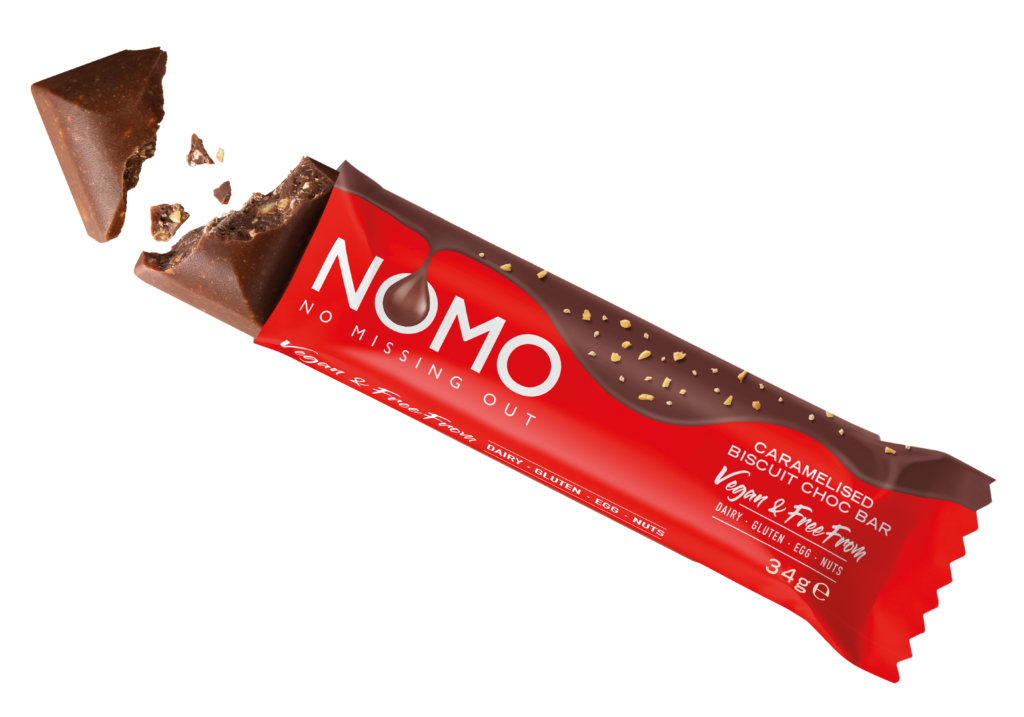 NOMO Caramelised biscuit bar- red packaging 
