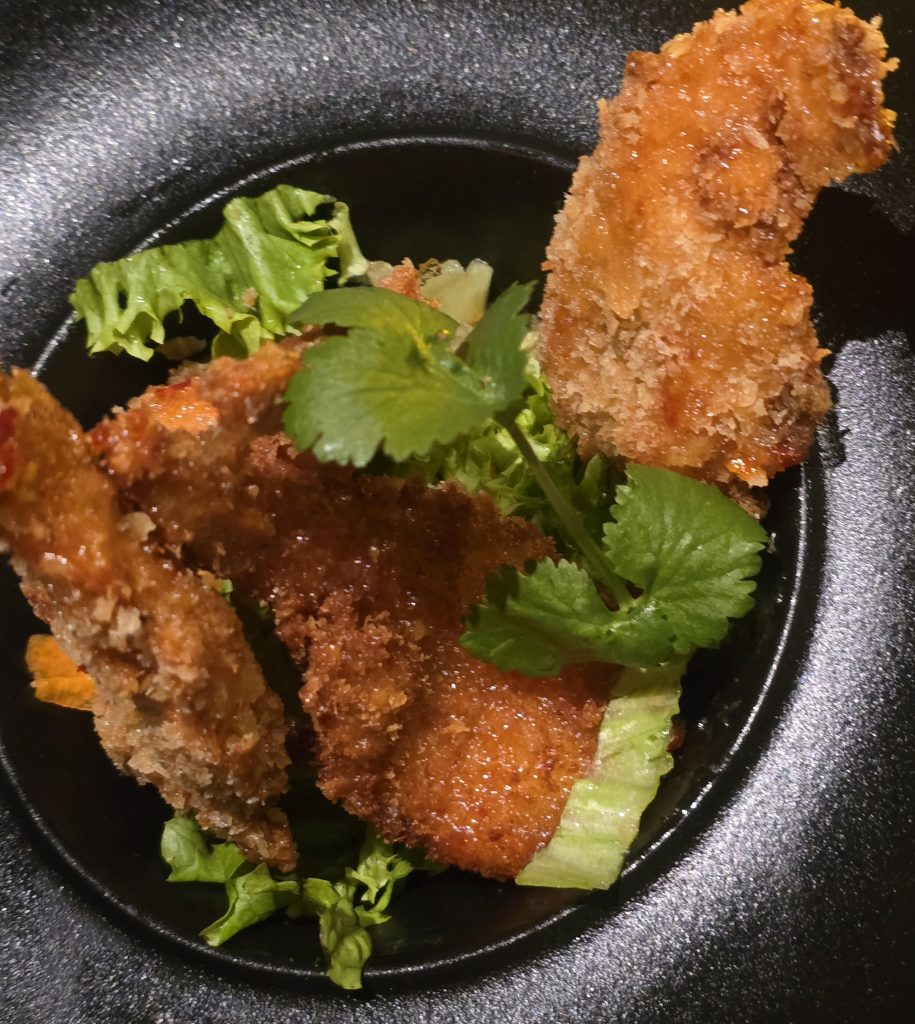 Butterfly prawns served as starters at Thai Square Minories restaurant.