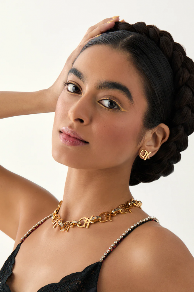 Valentine's Day Gift Idea: Camilla - Gold fierce folklore stud earrings £109