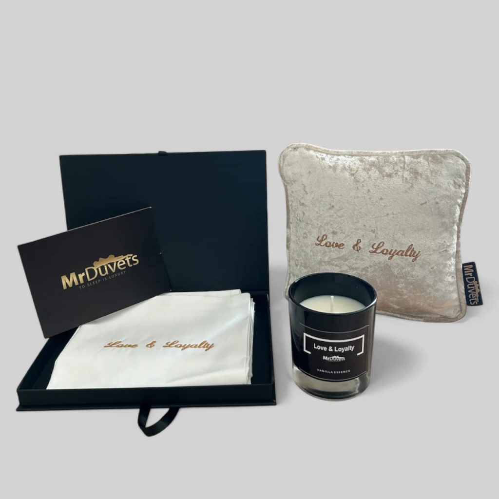 Valentine's Day Gift Guide For Him: MrDuvets Love and Loyalty Luxury Velvet Mini Cushion Gift Box